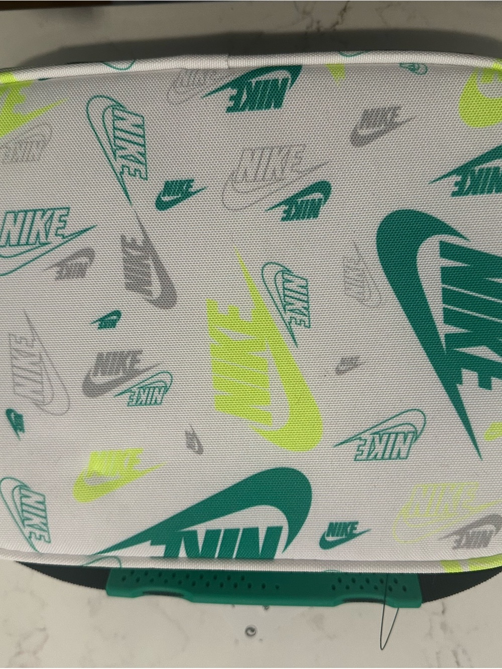 Nike White Lunch Box with Teal & Neon Yellow Graphics - Picture 2 of 5